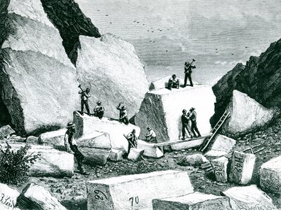 Mormons quarrying granite for the Tabernacle (drawn by J. Ferat and engraved by C. Laplante) by American School